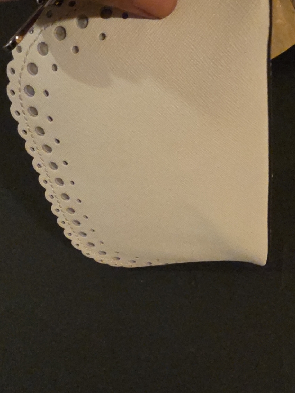 Michael Kors White Perforated Saffiano Leather  Cosmetic Bag - Picture 9 of 14